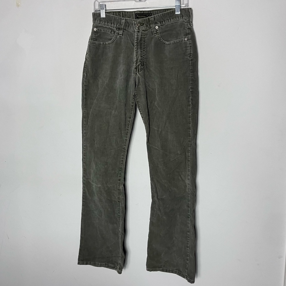 Vintage Abercrombie‎ & Fitch Corduroy Pants Size 4 Green 90s Straight Leg